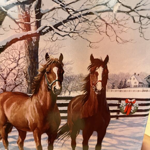 Tile Persis Clayton Weirs Christmas Glory Majesty Horses Scene Ceramic Bradford - Picture 4 of 6